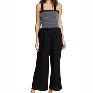 kisuii “Yam” Smocked Jumpsuit ~ in Black/Blue/White